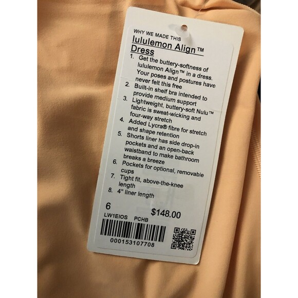 Lululemon Women's Align Dress Size 6 Peach Bellini New w/tag $148 - Picture 3 of 3